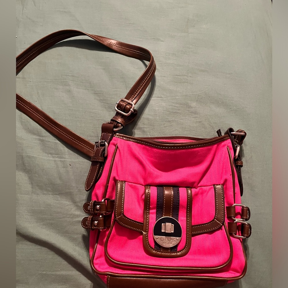 Chaps pink and blue bag can be used as Crossbody